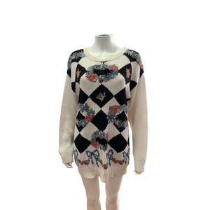 Marine West Vintage Diamond Floral Sweater M